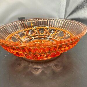 Vintage Pink Depression Glass Bowl with Floral Motif 5 1/2 "